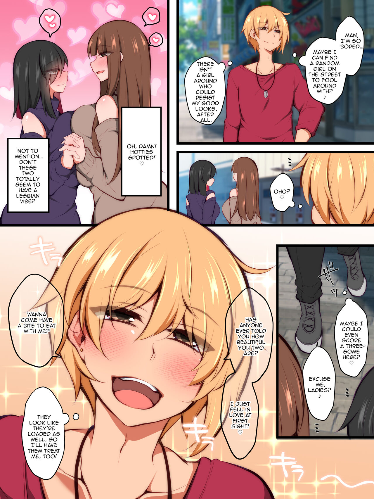 Futanari Rezukappuru no Aida ni Hairoutoshita Otoko | A Man Who Tried to Get Between a Futanari Lesbian Couple page 1 full
