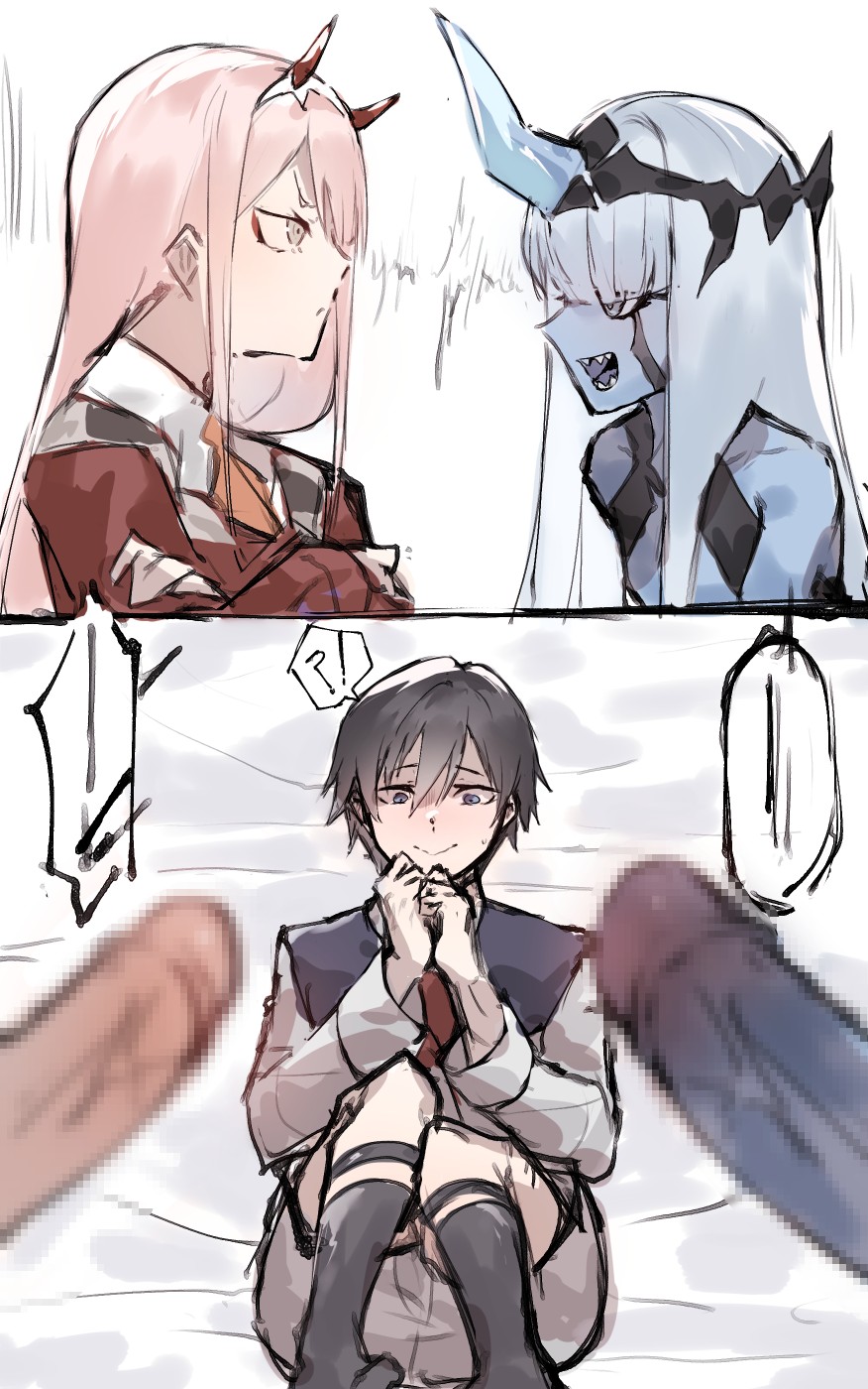 Zero Two and Zero One x Hiro futa page 1 full