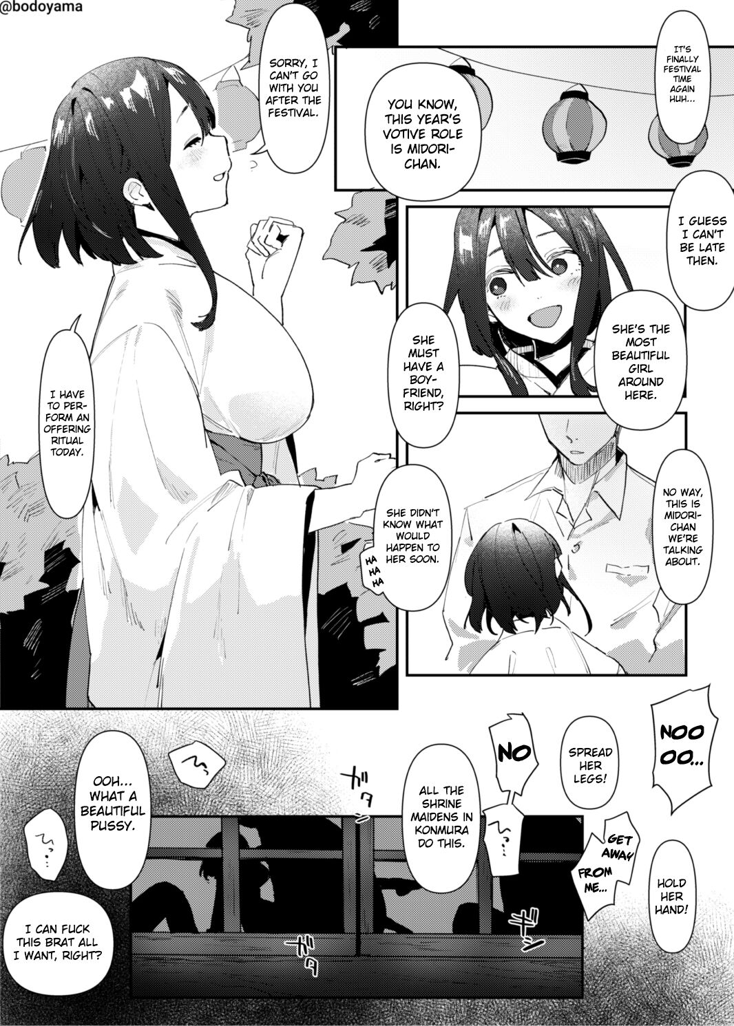Mura no Miko to Shite Shojo o Sasage Saserareru Hanashi | A story about a girl being forced to sacrifice her virginity as a village shrine maiden. page 1 full