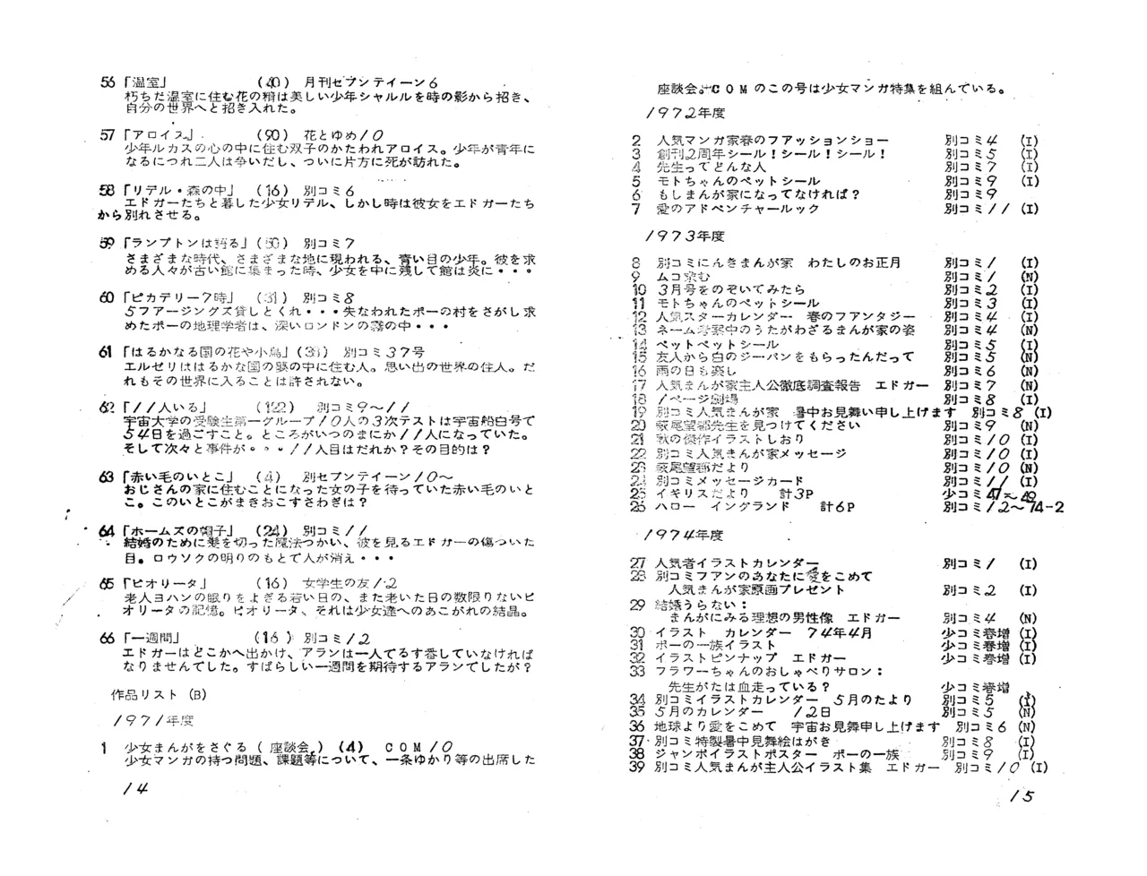 MAXIMUM VOL.4 with Moto Hagio Special Feature / Brochure for the screening of “Gymnasium for November” page 9 full