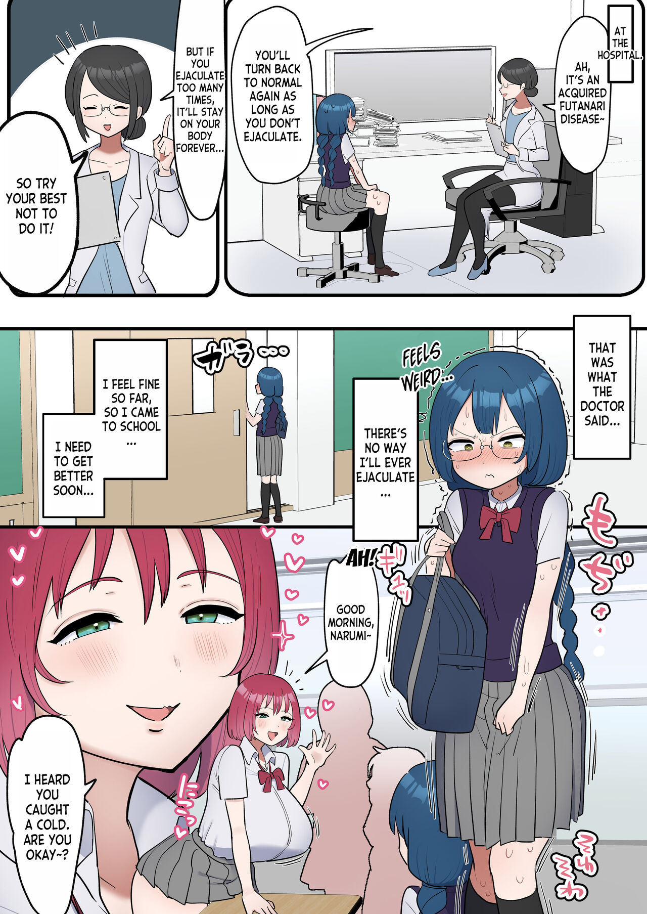 Totsuzen Chinpo ga Haete Shimatta Majime Joshi, Tomodachi to Koubi Suru | The Serious girl Suddenly Grows a Dick and Fucks Her Friend page 4 full