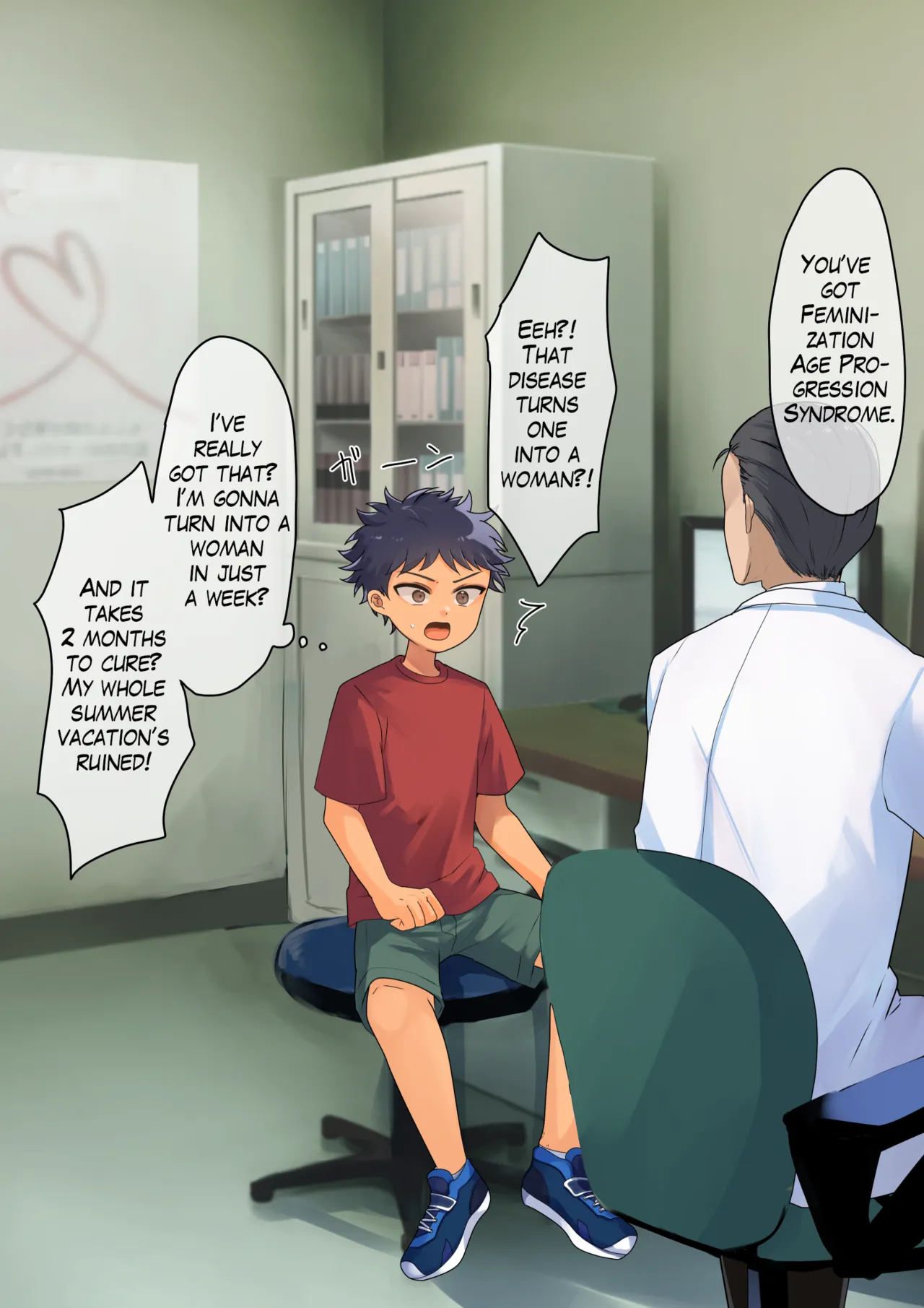 Nyotaika Kyuuseichou Shoukougun ni Kakacchatta Ko | A Boy Got Infected with Feminization Age Progression Syndrome page 1 full