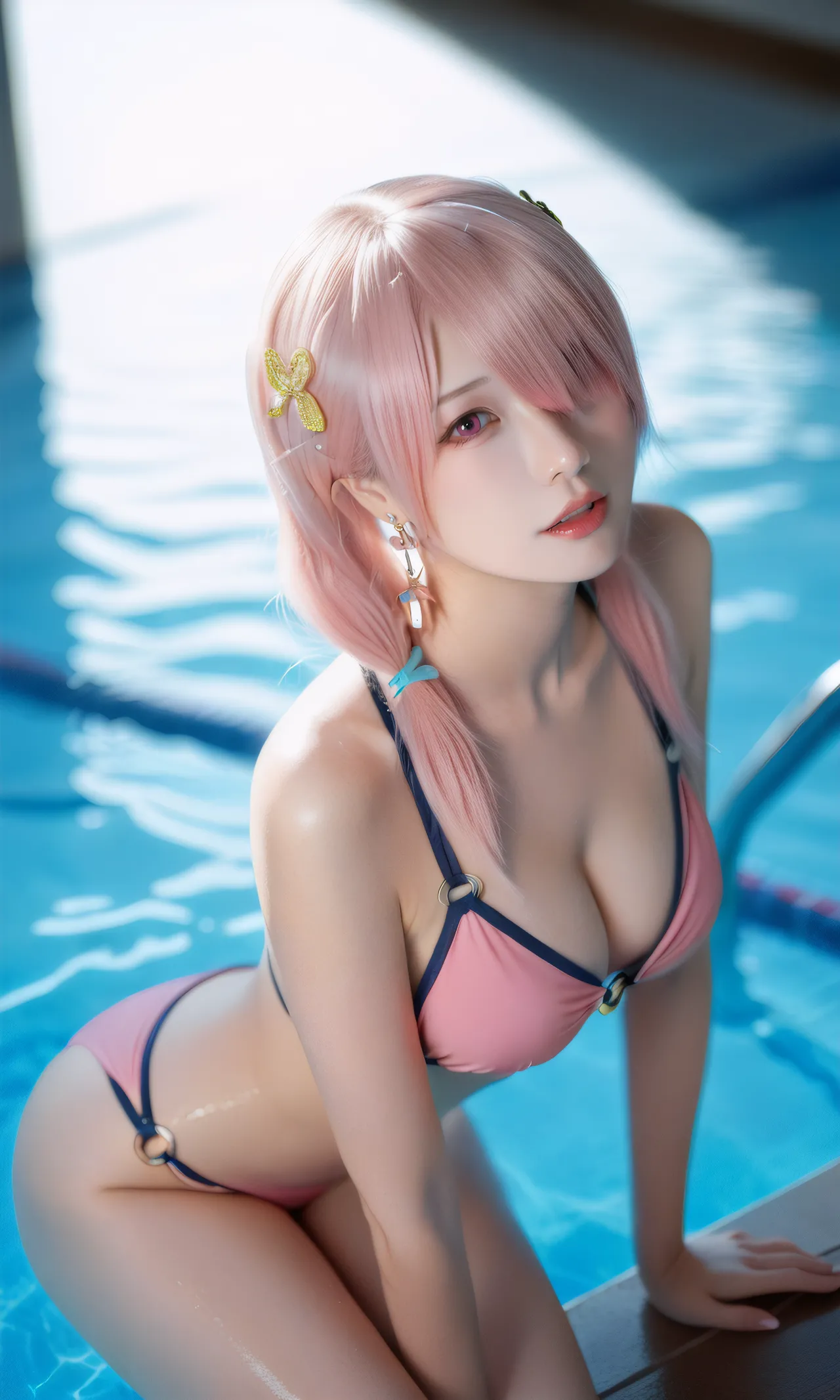 Pink bikini+ripped white stockings page 2 full