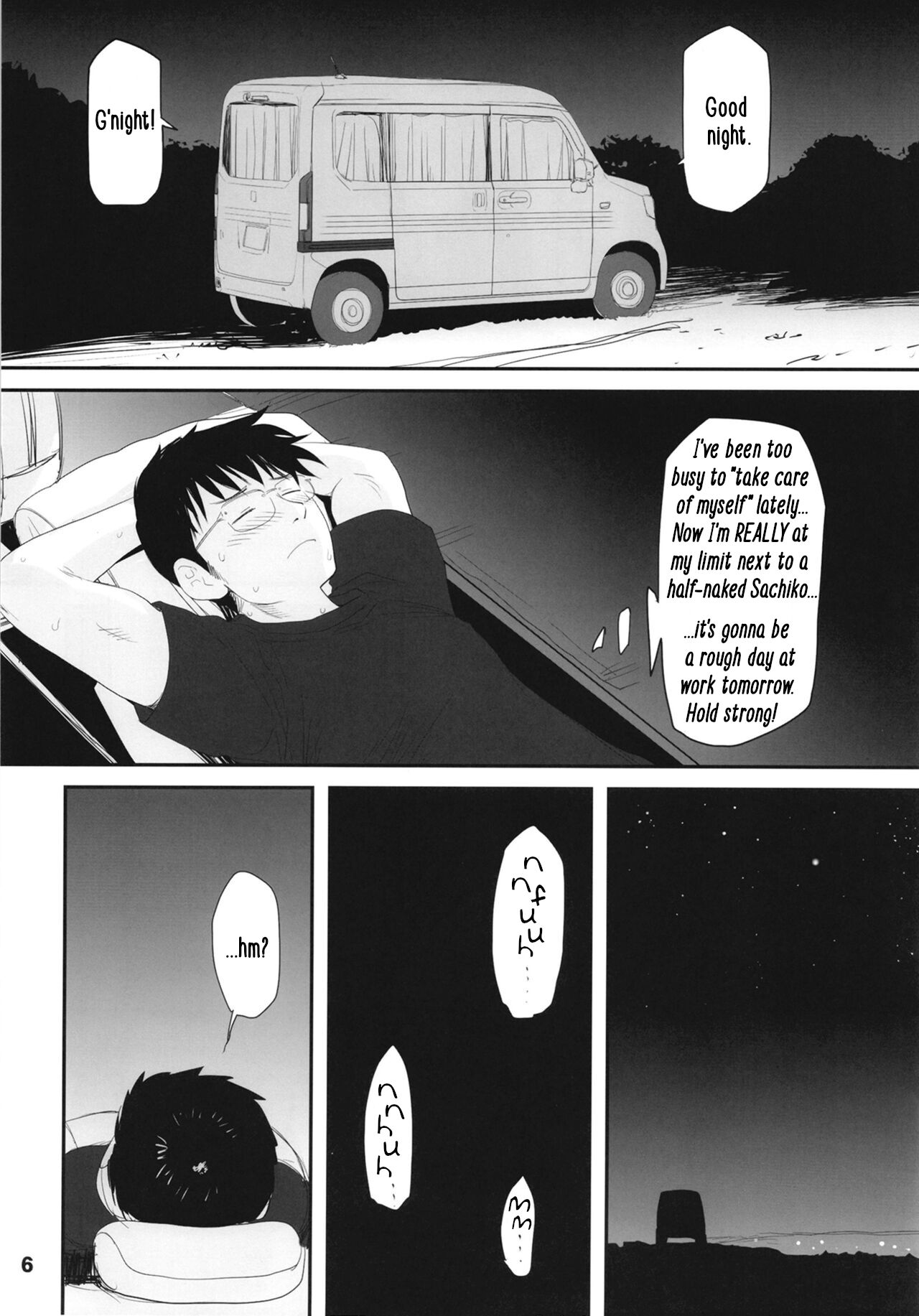 Koshimizu Sachiko to Iku, Kinkyuu Shukkin Shachuuhaku no Tabi | Going on An Emergency Car Camping Trip with Sachiko Koshimizu page 6 full