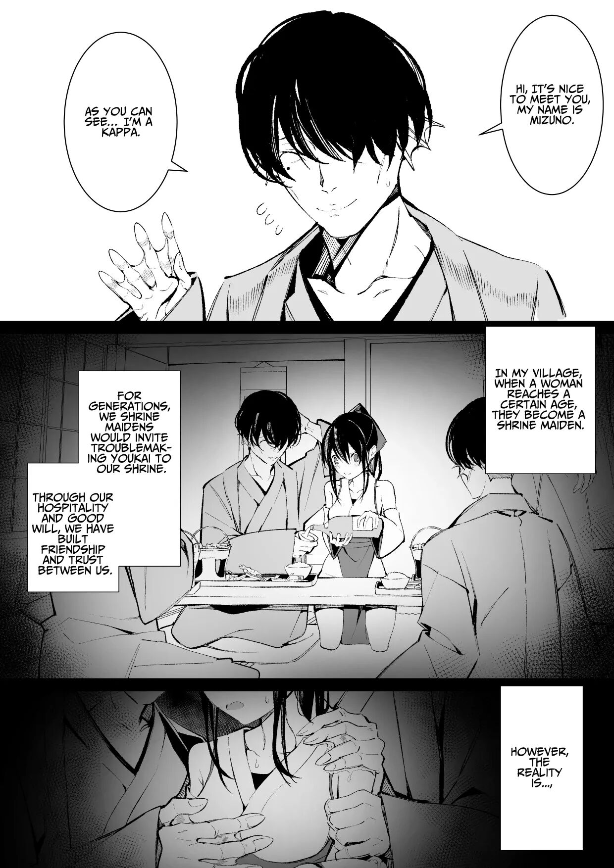 KAPPA x MIKO ~shrine maiden banged by a group of mythical beings~ page 1 full