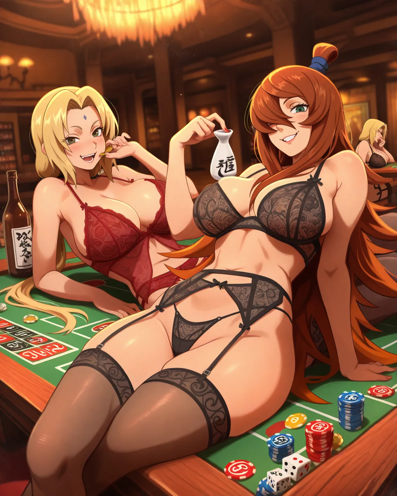 Tsunade & Mei Terumi: Betting on Pleasure 🎲🔥 waifuinvoker ai generated page 10 full