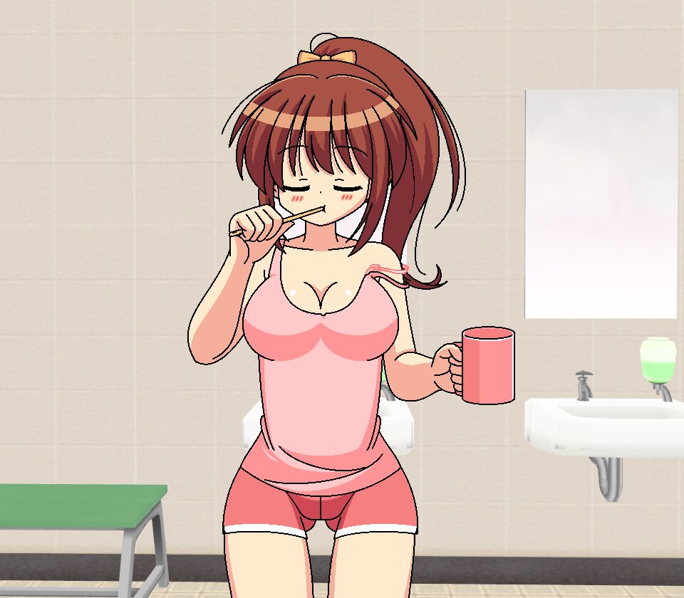 茶髪ポニテ歯磨き page 2 full