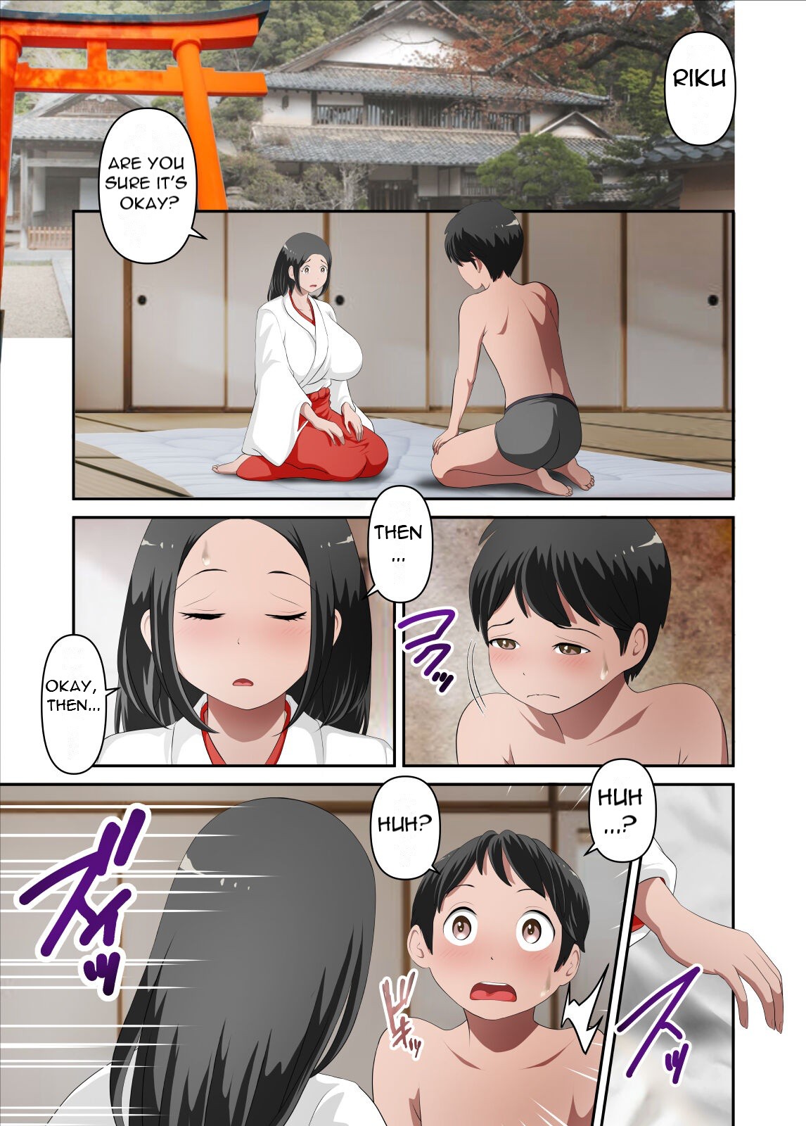 Jinja no atotsugi ga inaikara miko no kāsan o boku ga harama seru. Sono ichi - There is no Heir for The Shrine, so I will Impregnate the Shrine Maiden's Mother. Part 1 page 4 full