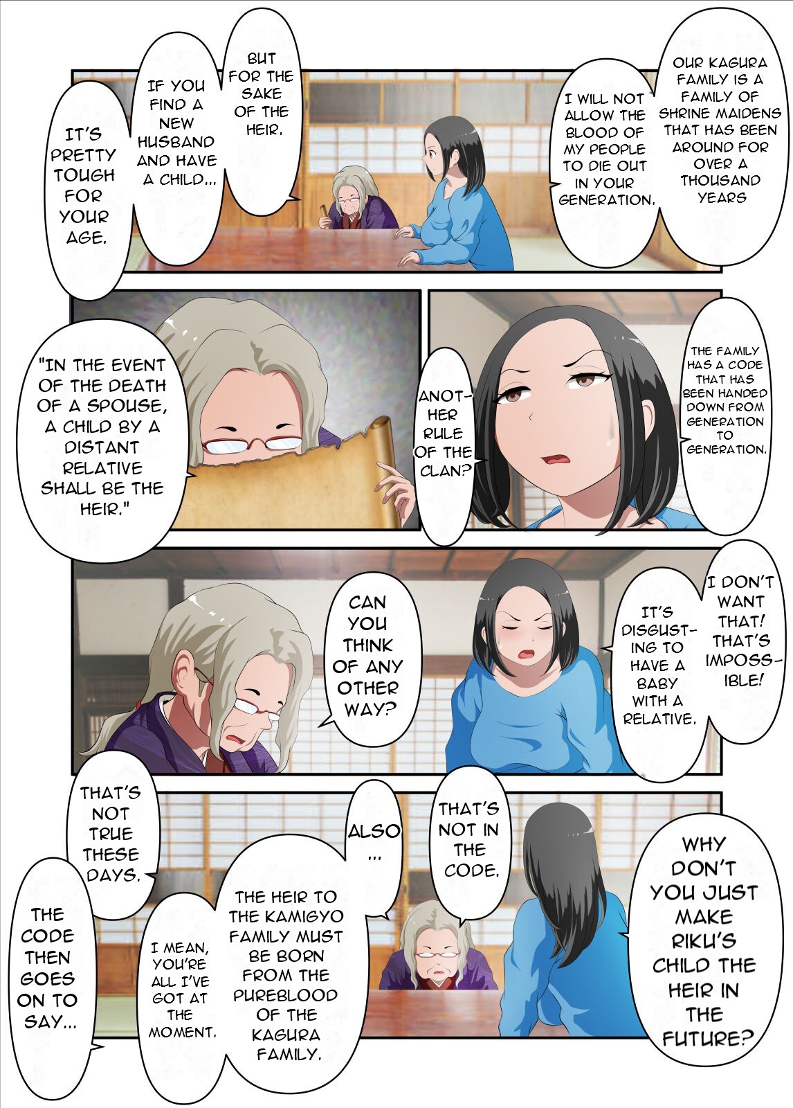 Jinja no atotsugi ga inaikara miko no kāsan o boku ga harama seru. Sono ichi - There is no Heir for The Shrine, so I will Impregnate the Shrine Maiden's Mother. Part 1 page 7 full