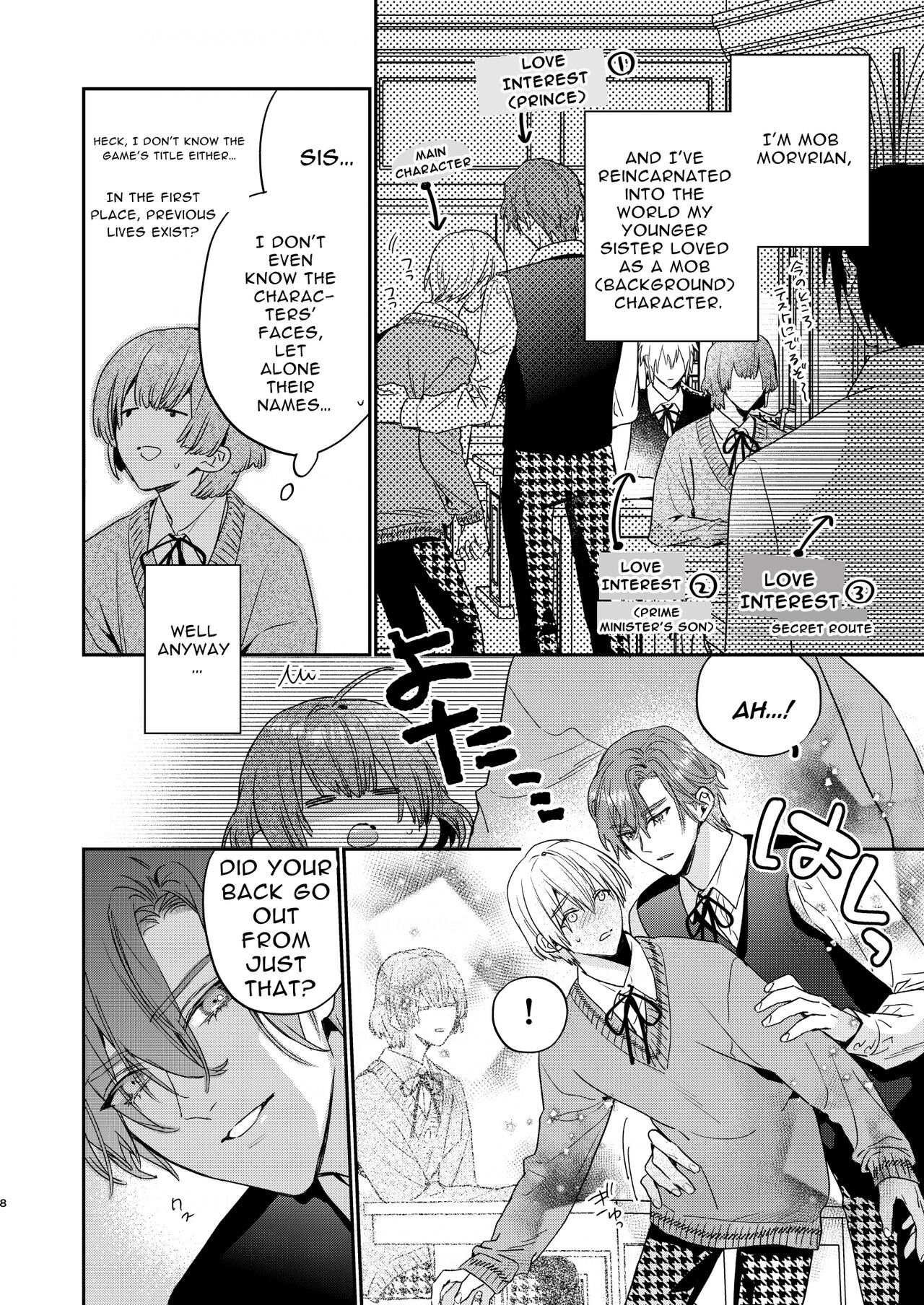 Tensei Mob wa BL-gee no Sekai de Hamerare Kouryakusaremashita!? | Sex with the Love Interest! But I'm an NPC! 1 page 8 full