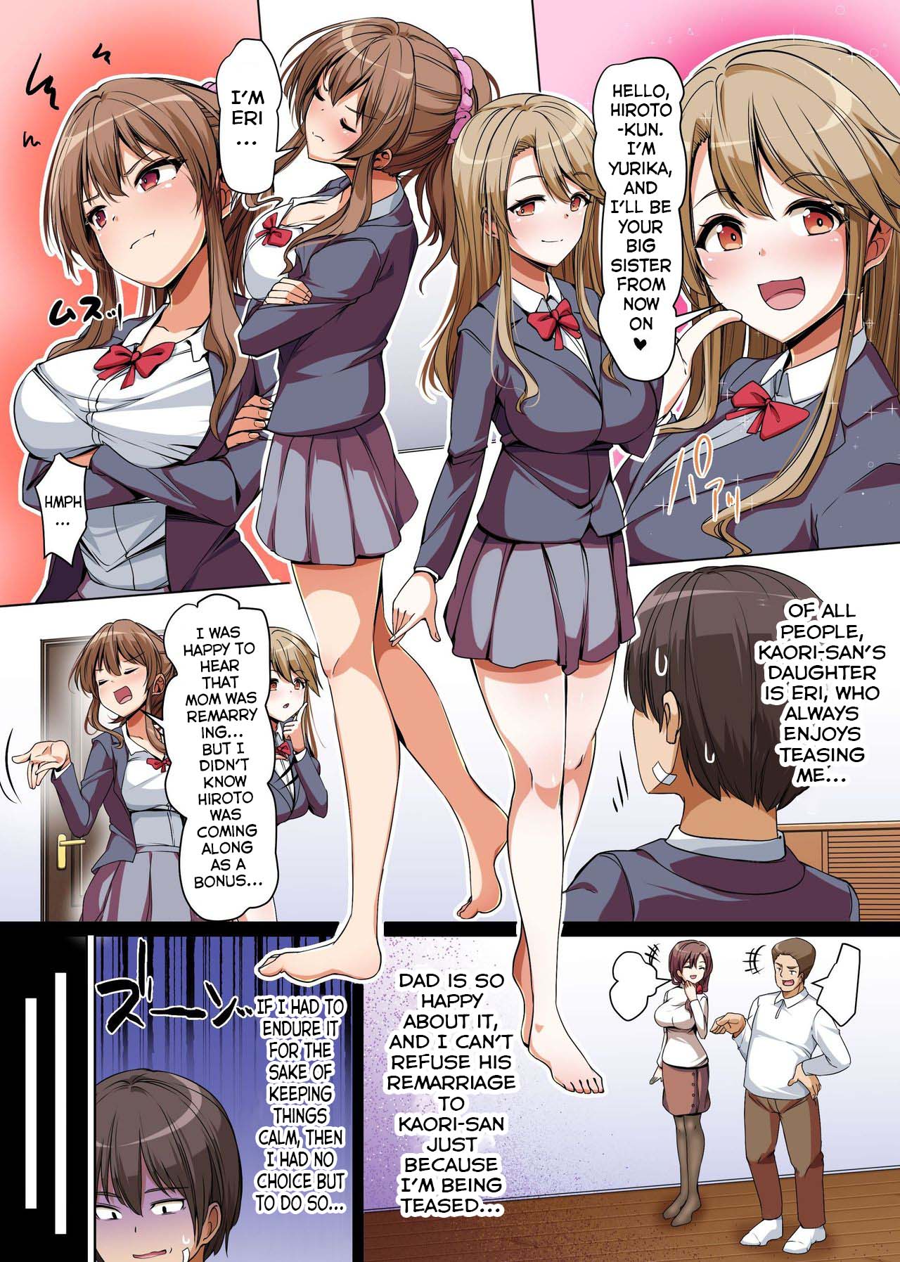 Gishimaidon de Datsu Doutei! Chichioya ga Saikon Shitara Ijimekko ga Gimai ni Natta ~Anta wa Atashi no Nanda kara, Sassato Kimochi yoku Sasenasai yo ne!~ | Losing My Virginity in a Big Sister-Little Sister Combo! My Bully Became My Stepsister After Dad Remarried ~ "You're mine, so hurry up and make me feel good, alright?!" page 8 full