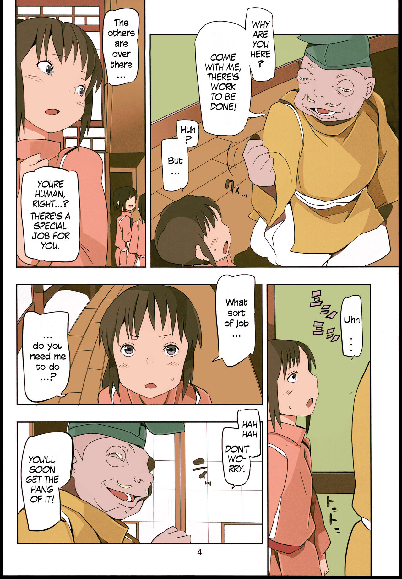 Sen to Chihiro to Ryoujoku no Yuya Ishukan Jigoku no Hibi | Sen and Chihiro and the Bathhouse of Violation: Days of Erotic Hell page 4 full