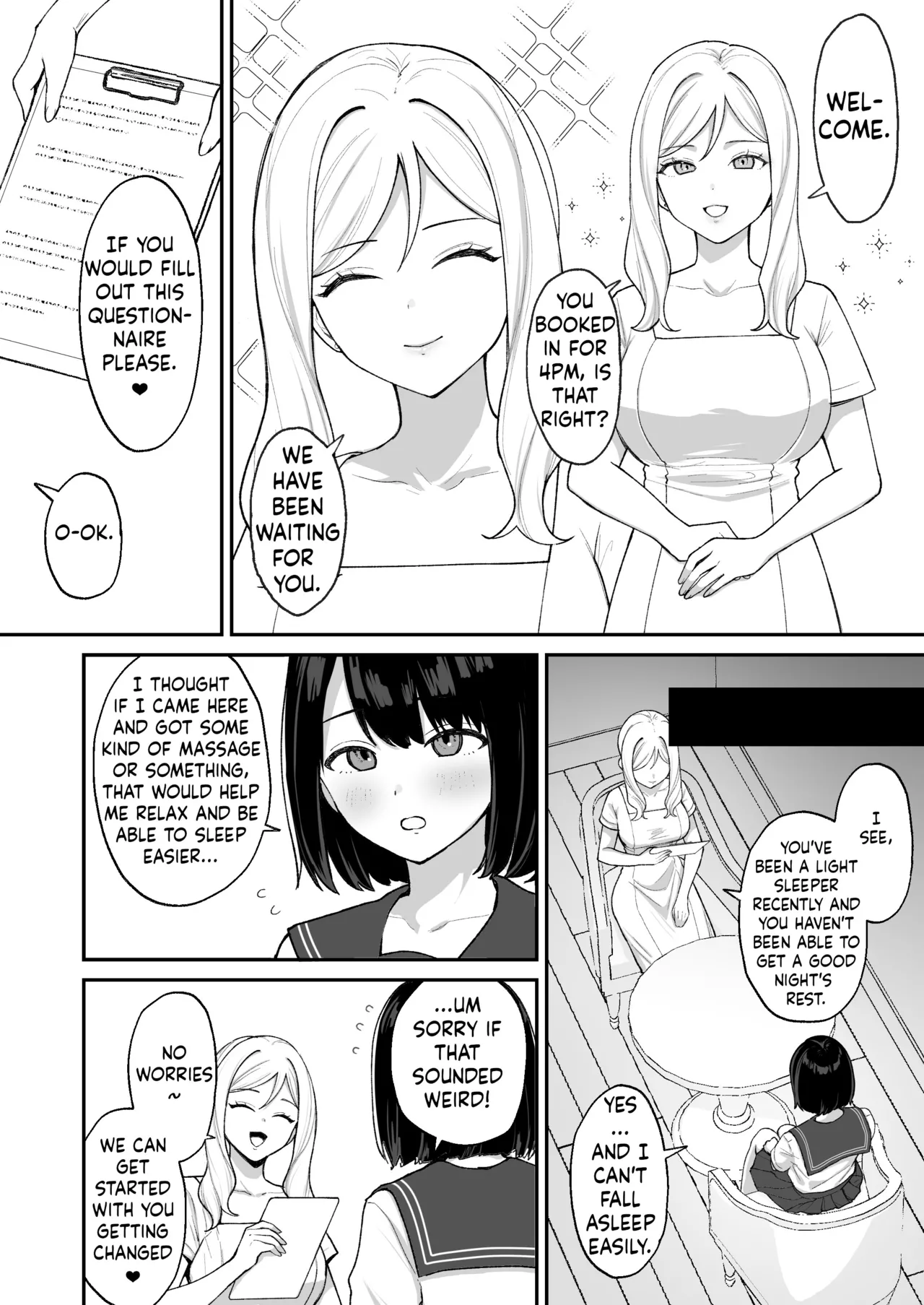 Massage-ten de Futanari Bijo ni Portio Acme Shikomareru Onnanoko page 3 full