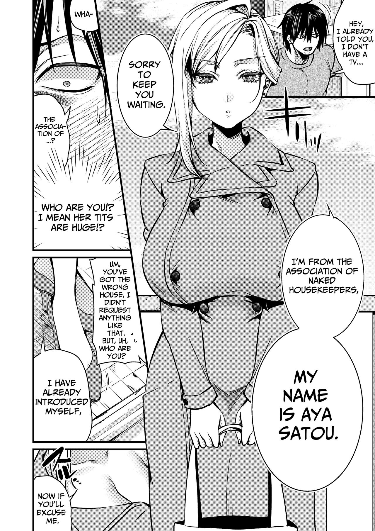 Cool-Dere Kinpatsu Hitozuma Zenra Kaseifu san ga Yanda Boku ni Yasashiku Shite Kureta Ohanashi 1| Naked Blonde Kuudere Housekeeper Wife Kindly Treats Broken Ol' Me 01 page 6 full