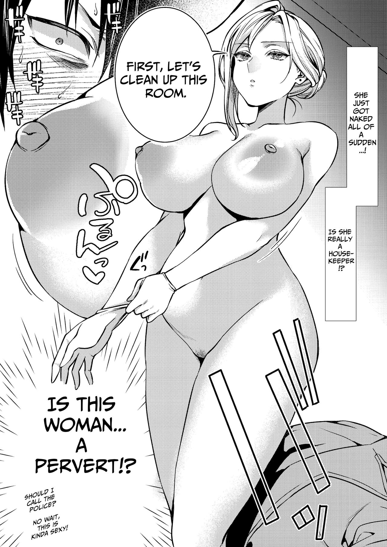Cool-Dere Kinpatsu Hitozuma Zenra Kaseifu san ga Yanda Boku ni Yasashiku Shite Kureta Ohanashi 1| Naked Blonde Kuudere Housekeeper Wife Kindly Treats Broken Ol' Me 01 page 7 full