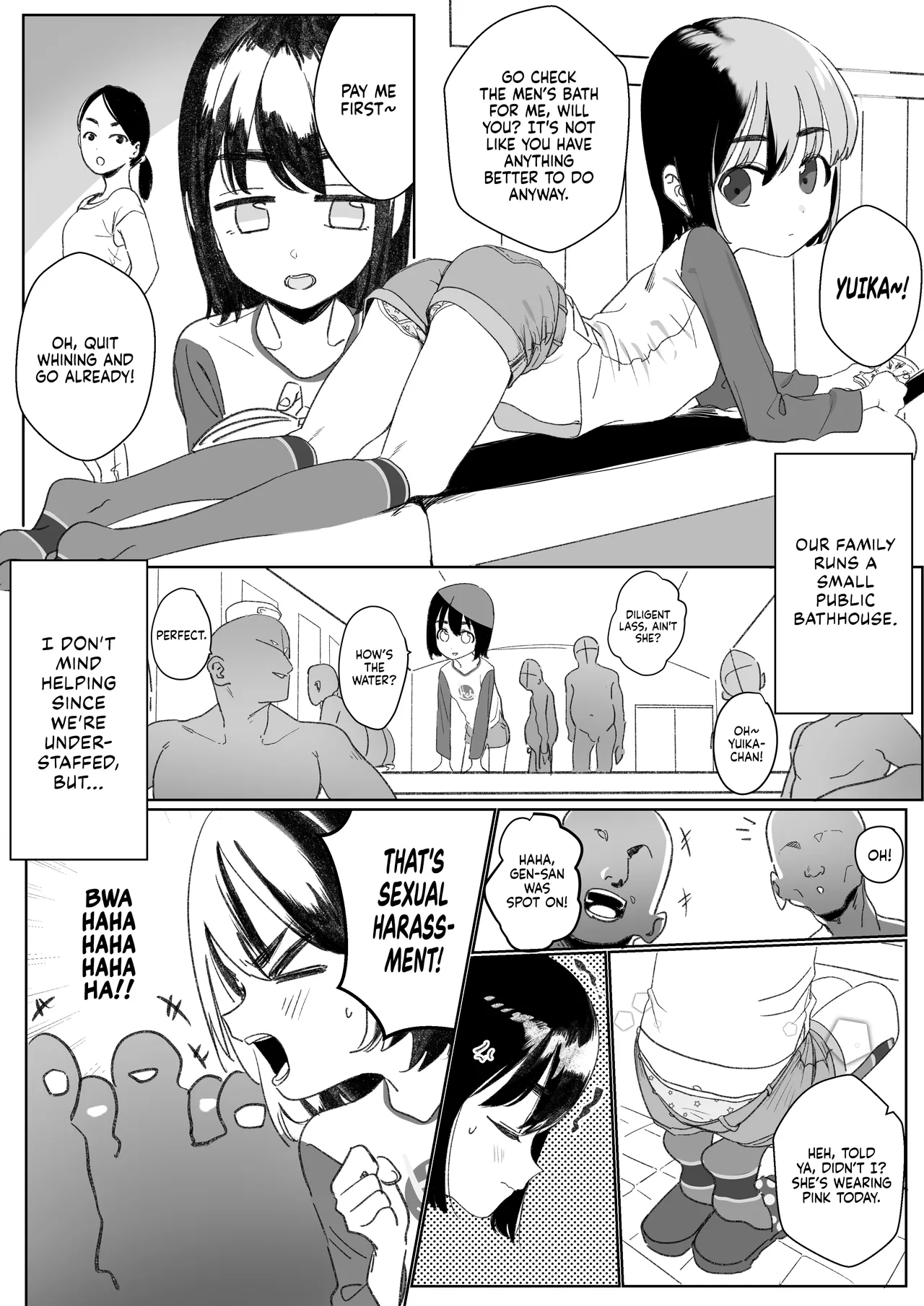 Inaka no Sentou de Otetsudai o Shi Tsutsu Ura de Okozukai o Kasegu ko | A Girl Who Helps Out a Rural Bathhouse While Earning Extra Pocket Money Behind the Scenes page 1 full