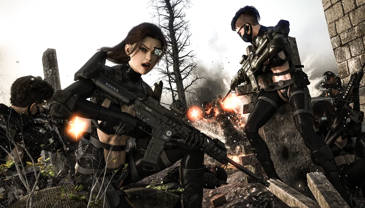 grgr444 女戦闘员铳撃戦Part1-6 page 1 full