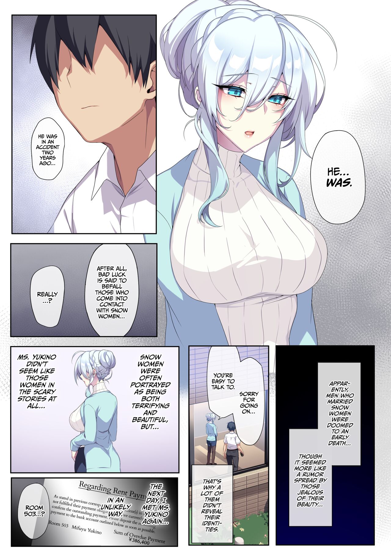 ぷぅのぷぅぷぅぷぅ  人付き合いが苦手な未亡人の雪女さんと呪いの指輪 1 （無修正）English page 5 full