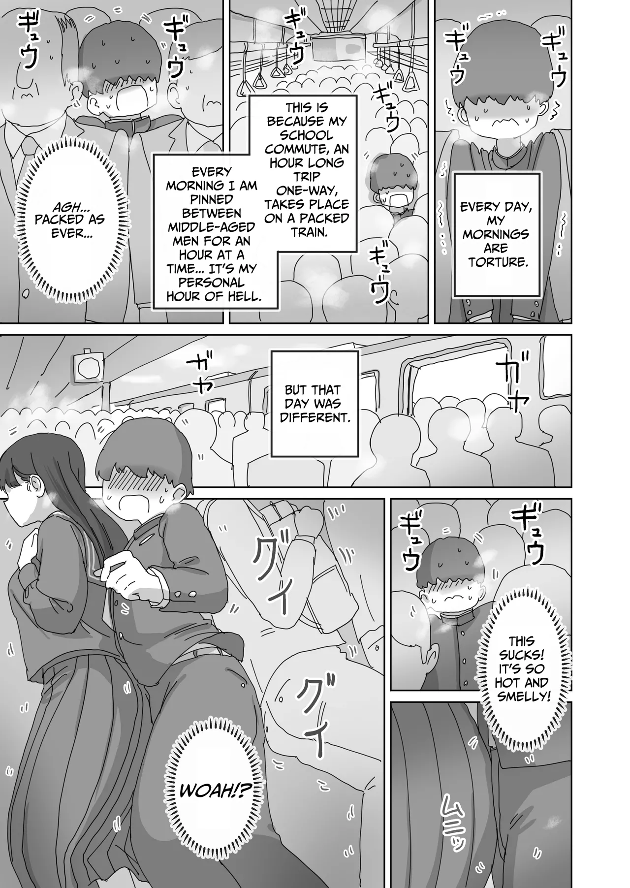 Densha Tsuugaku-chuu Kossori Nakadashi Sasetekureru Classmate no Kuroi-san | Quietly Cumming in My Classmate on a Packed Train page 2 full