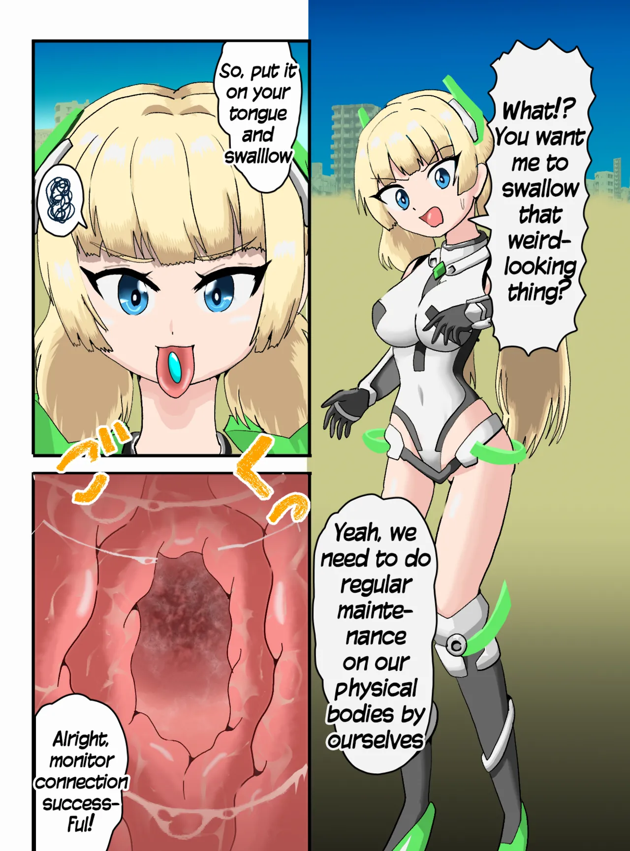 Kapuserunaishikyō kara mita, jibun no tainai no kōkei ni odoroku anjera-chan. page 4 full