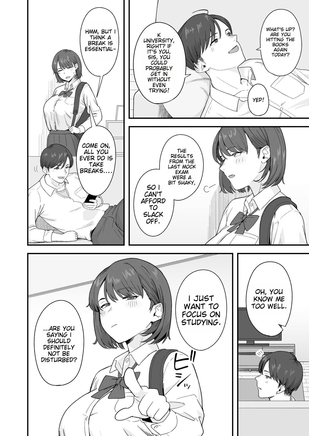 Benkyou ni Shuuchuu shitai Muttsuri na Ane wa, Karada no Aishou Bacchiri na Otouto no Sasoi o Kotowarenai | A sulky older sister who wants to concentrate on her studies can't resist the lure of her Physically Perfect Younger Brother page 3 full