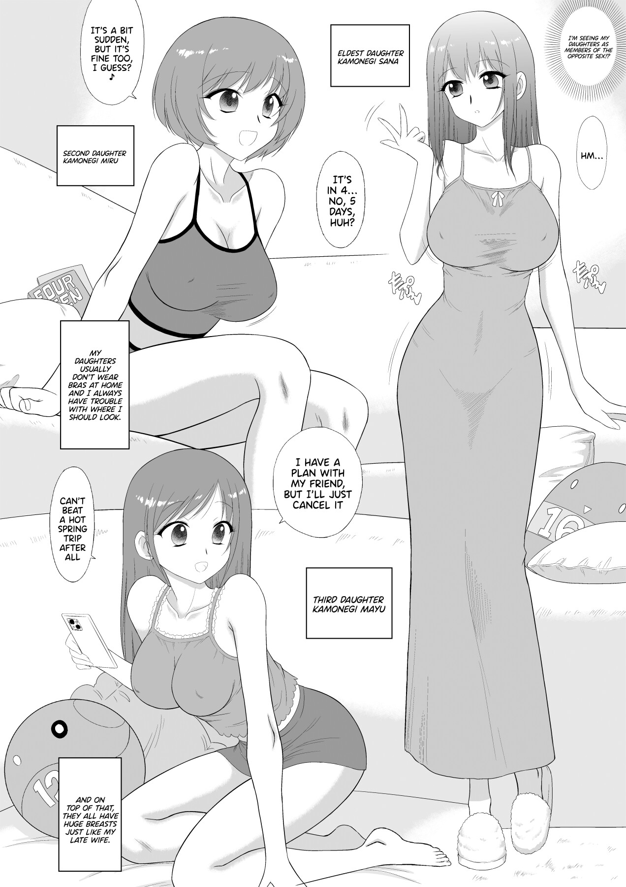 Bijin Sanshimai to Chichioya to Oji ga Konyoku Onsen ni Ikimashita. page 4 full