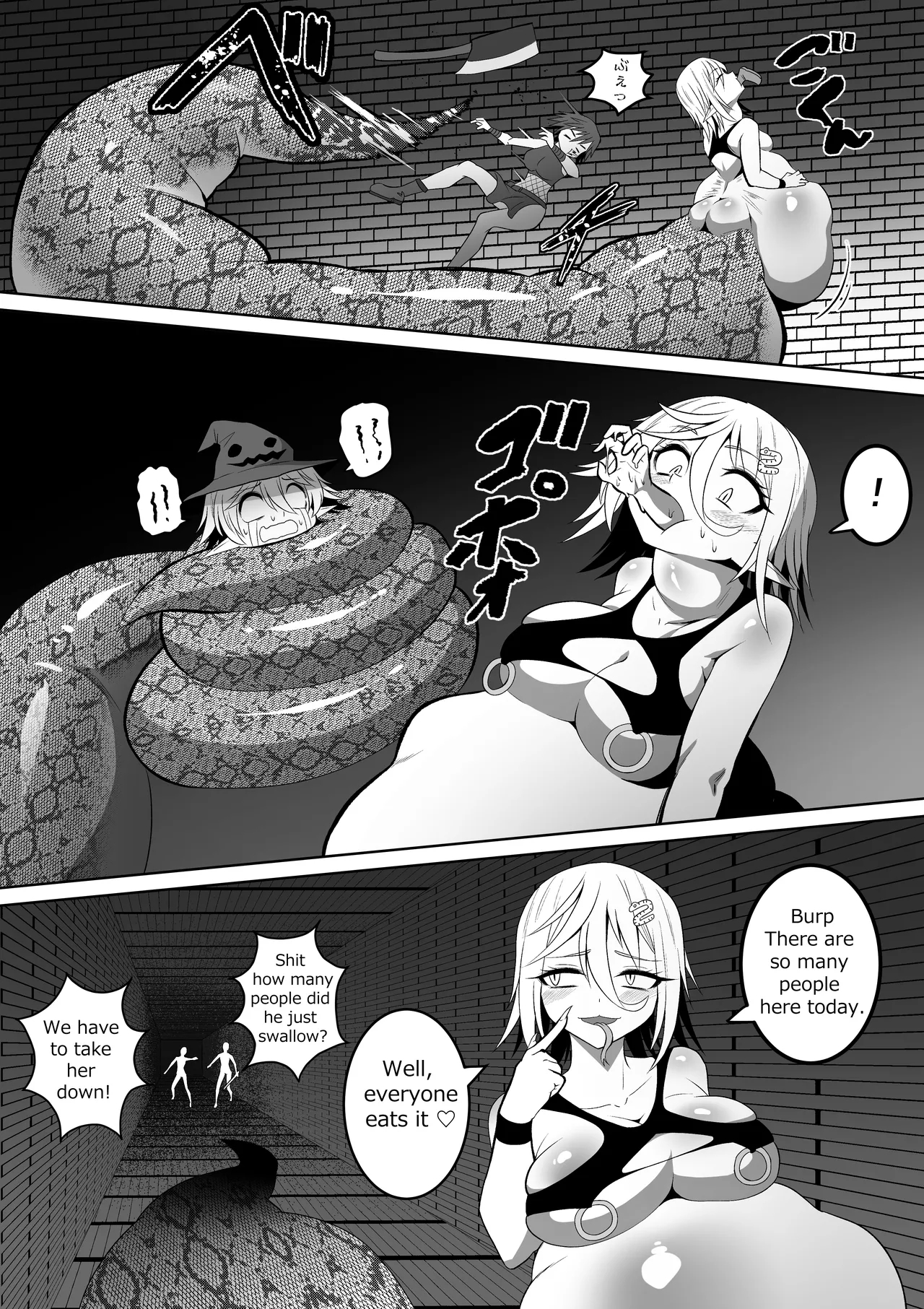カイガ【kaiga】 - Lamia swallowed more than her limit and her stomach is about to burst  ENG ver page 4 full