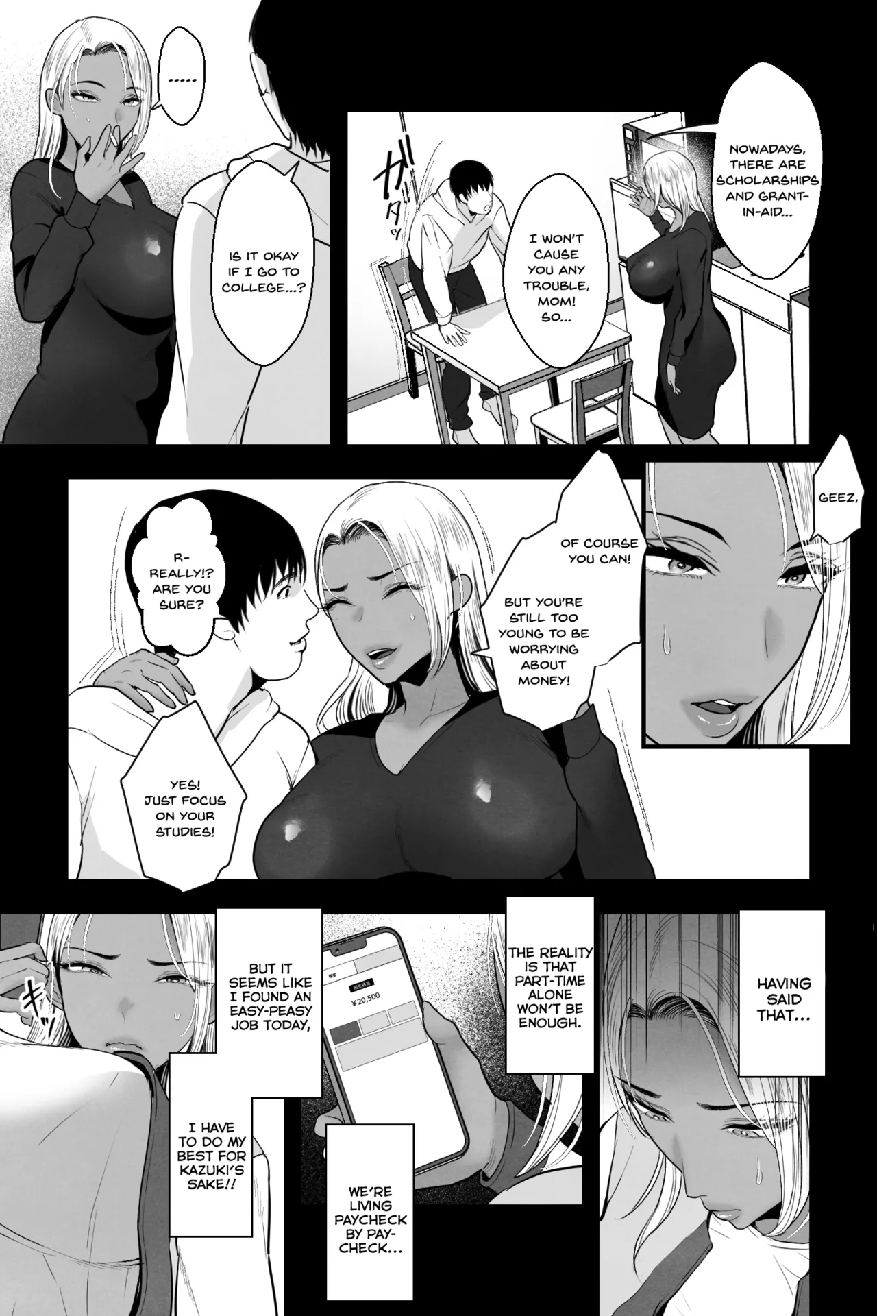 Kinpatsu Kuro Gal no Hahaoya ga, Yami Beit de Damasarete Musuko to AV Satsuei page 4 full