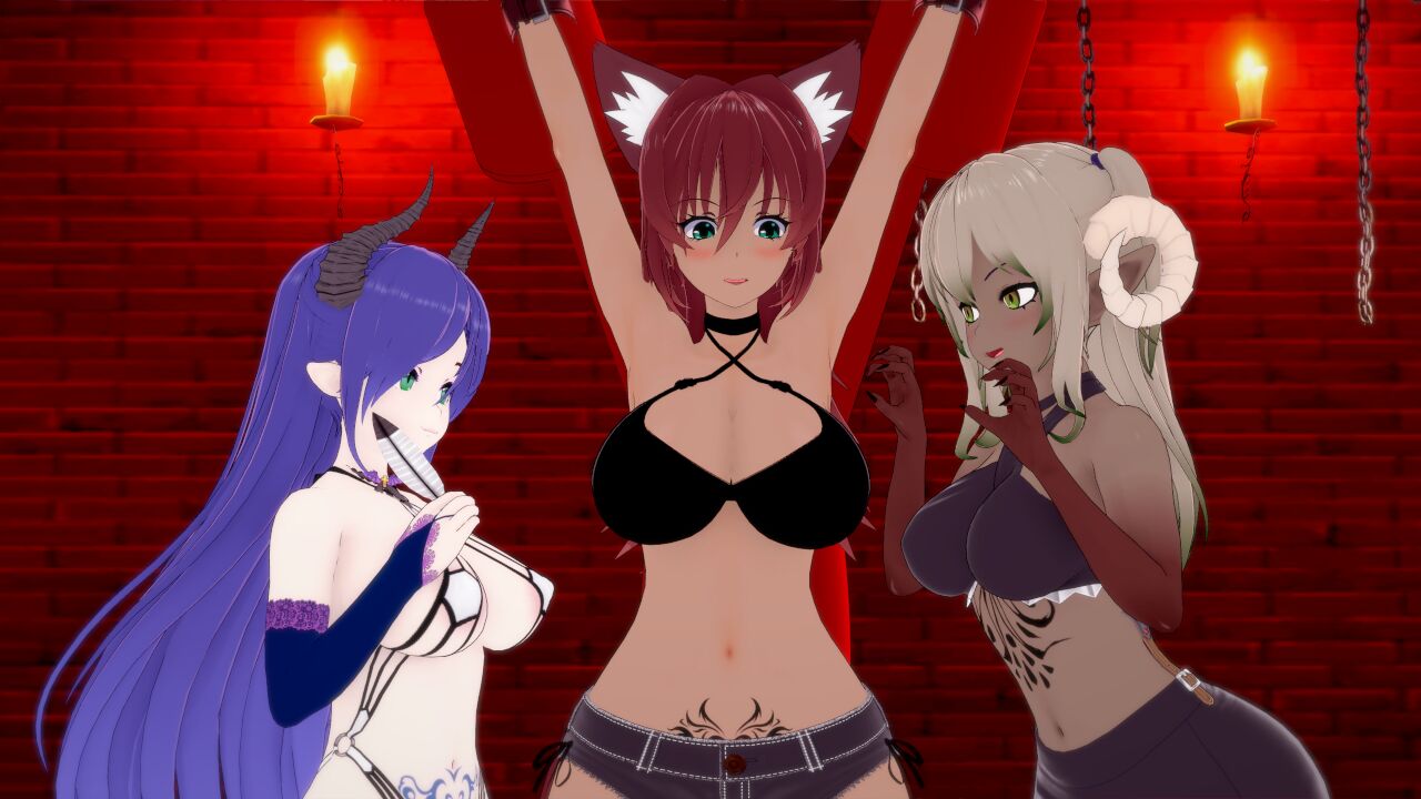 Manga "A fox girl in a world of tickling". Chapter 1: "The 2 mysterious tickle succubi." page 1 full