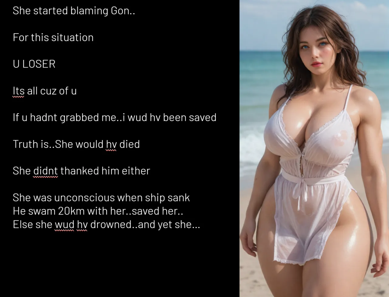 AI Generated, Stranded on Beach with arrogant girl, ENGLISH page 9 full