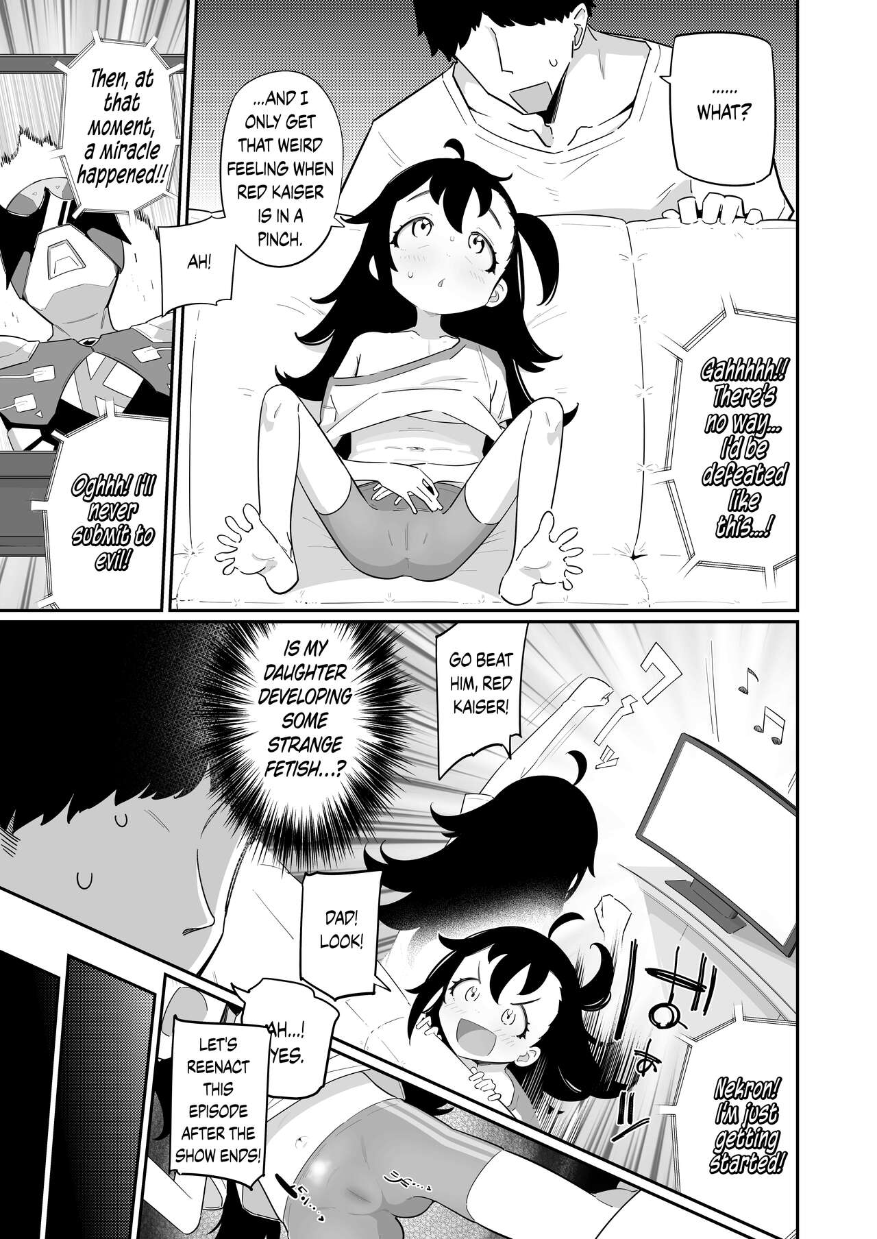 Otou-san, Aka Kaiser ga Makesounano miruto Boku no Onaka ga Zokutte suruno, Doushite? | Dad, Why Does My Stomach Get All Weird when Red Kaiser Looks Like He's Gonna Lose? page 2 full