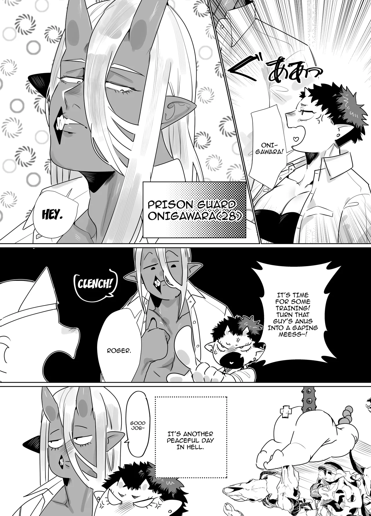 Gokusotsu no Senpai ga Kouhai no Deka Otoko ni Doroddoro ni Okasareru Hanashi / Story About A Prison Guard Senpai Getting Fucked Sloppy By Her Huge Kouhai page 4 full