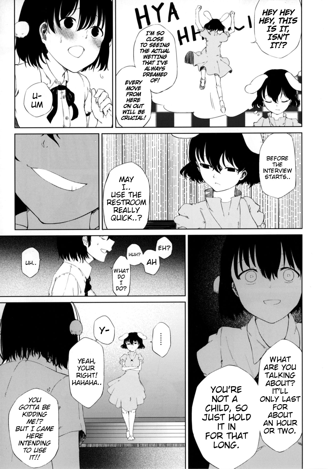Aya to Tewi to Sanae to Udonge ga Omorashi Suru Hon!! page 6 full